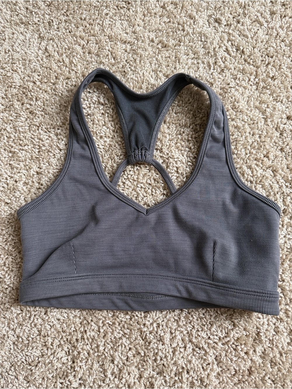 Bombshell Sportswear Gray Ribbed Racerback Sports Bra - Picture 3 of 5